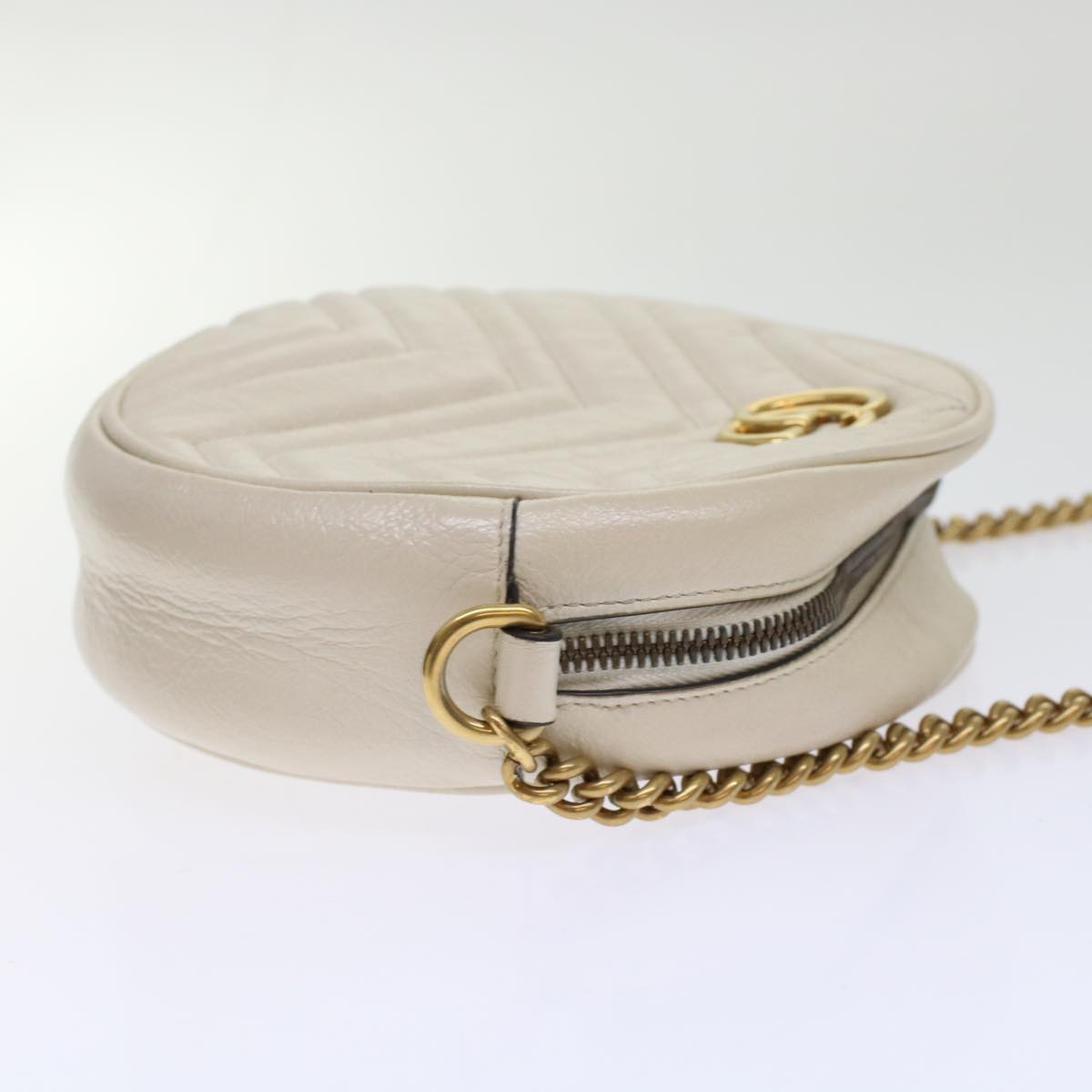 GUCCI GG Mormant Shoulder Bag Leather White 550154 bs7044