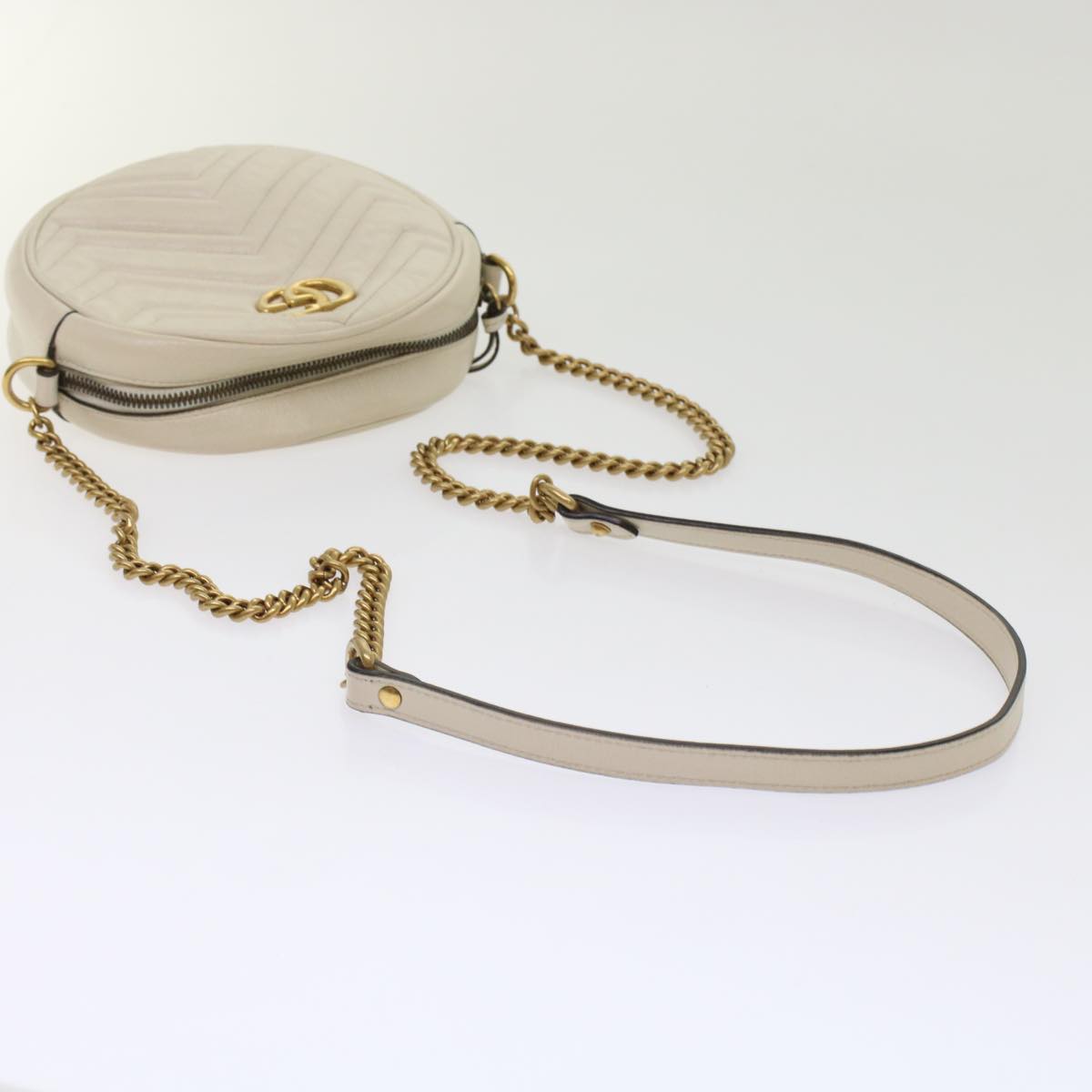 GUCCI GG Mormant Shoulder Bag Leather White 550154 bs7044