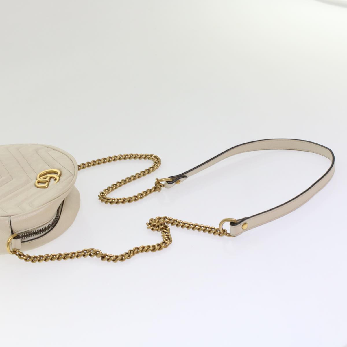 GUCCI GG Mormant Shoulder Bag Leather White 550154 bs7044