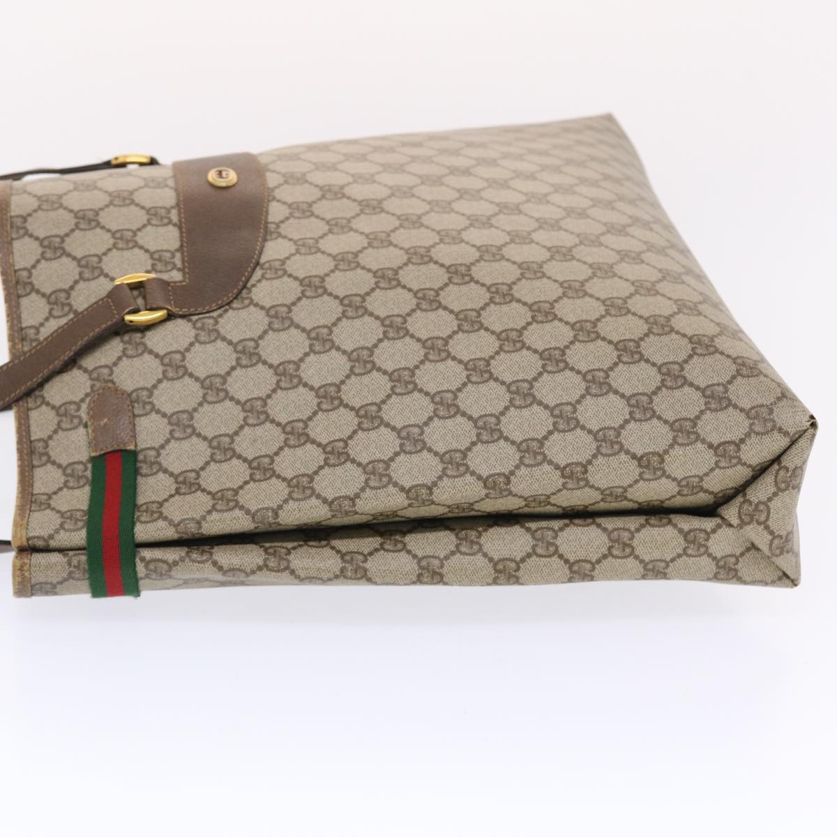 GUCCI GG Canvas Web Sherry Line Tote Bag Beige Red Green 39.02.091 bs7153