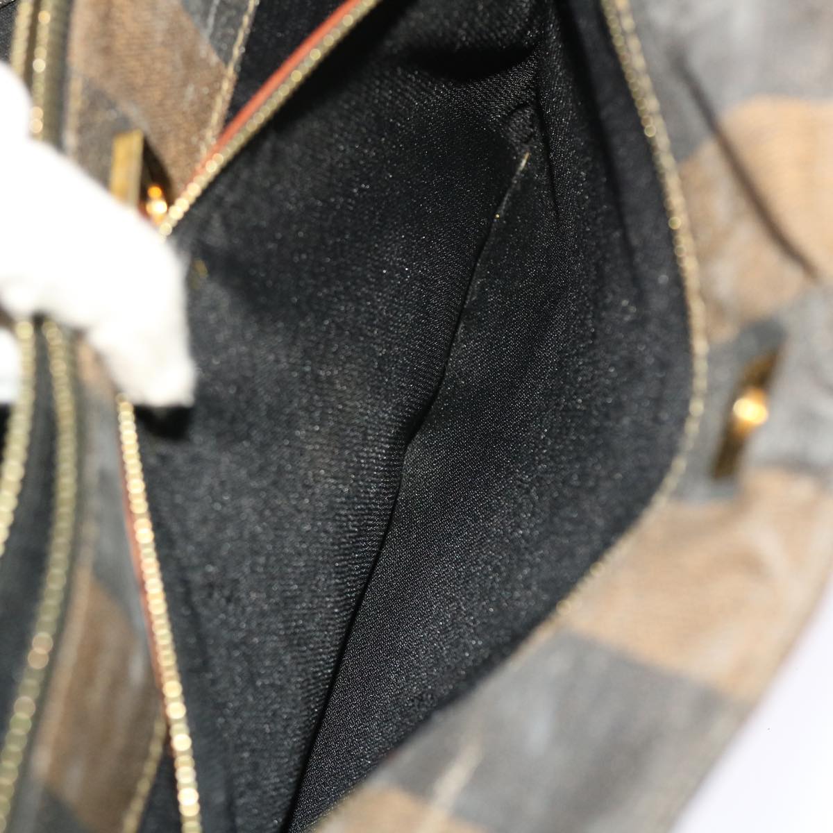 FENDI Pecan Canvas Tote Bag Coated Canvas Brown Black bs7173