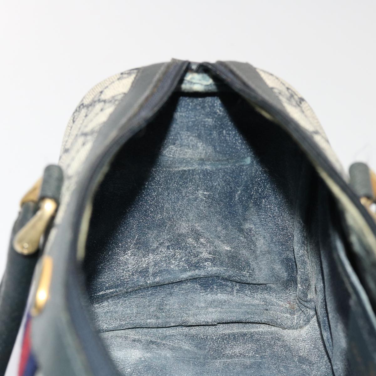 GUCCI GG Canvas Sherry Line Boston Bag Gray Red Navy 012•3842•58 bs7178