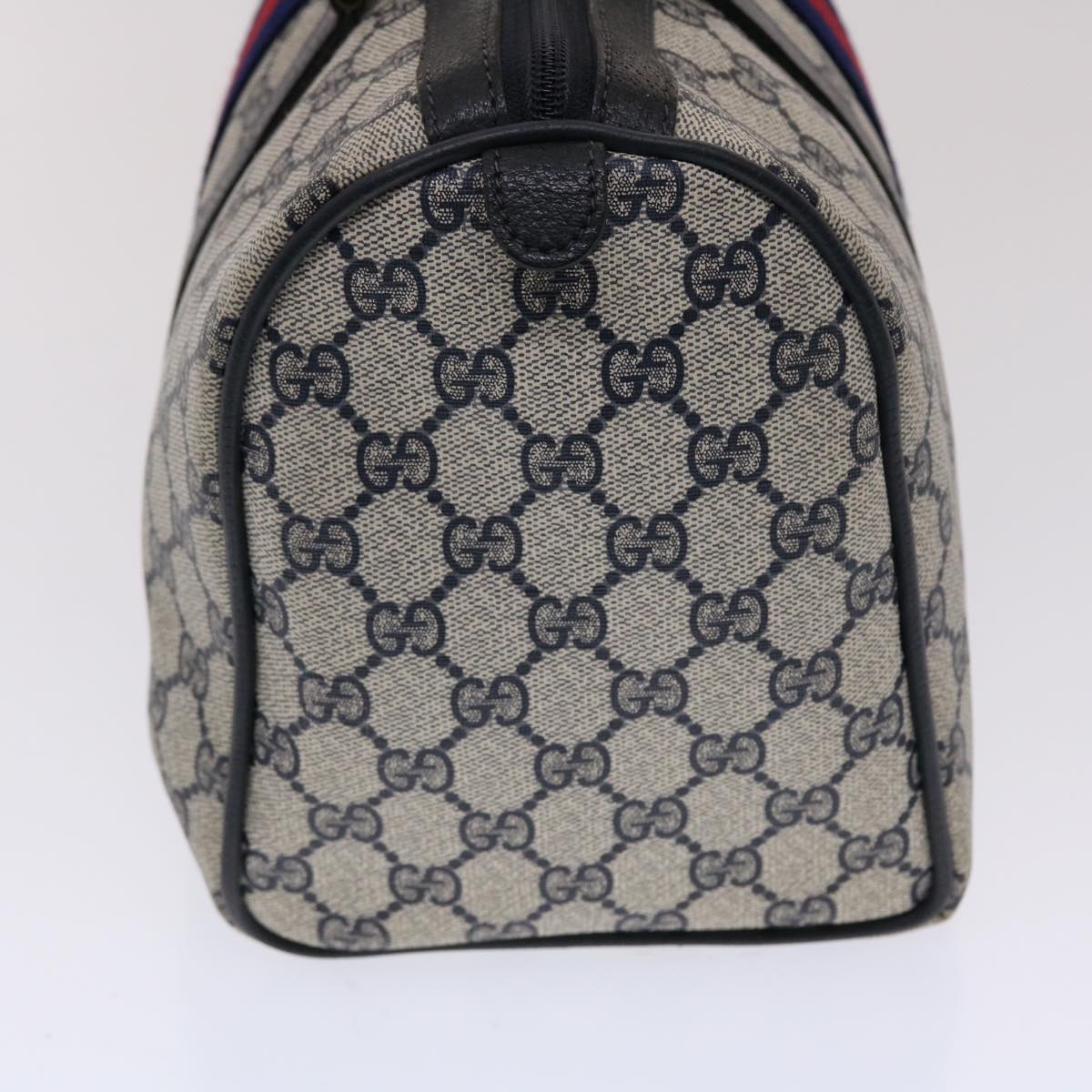 GUCCI GG Canvas Sherry Line Boston Bag Gray Red Navy 012•3842•58 bs7178