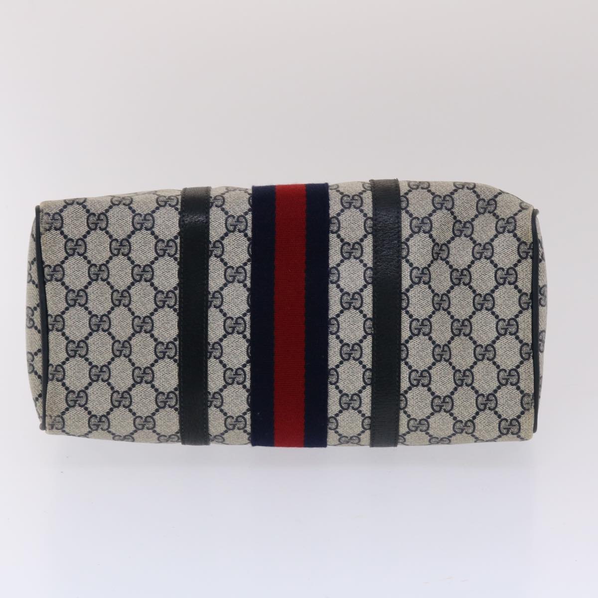 GUCCI GG Canvas Sherry Line Boston Bag Gray Red Navy 012•3842•58 bs7178