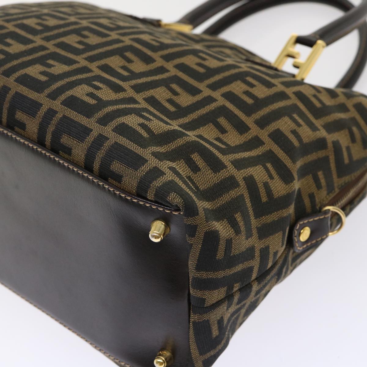 FENDI Zucca Canvas Hand Bag 2way Black Brown bs7184