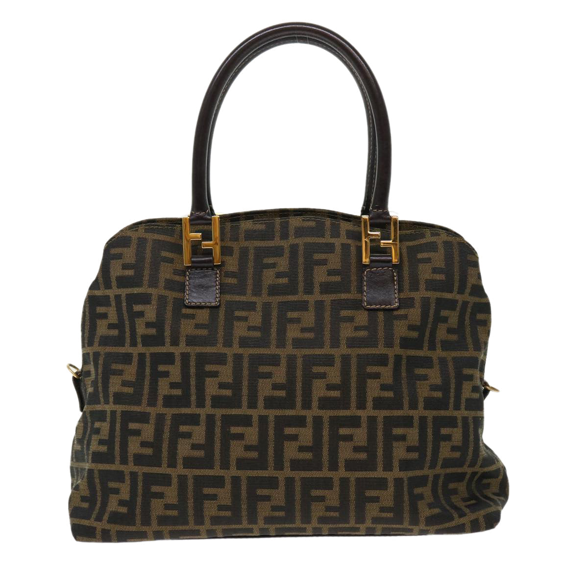 FENDI Zucca Canvas Hand Bag 2way Black Brown bs7184