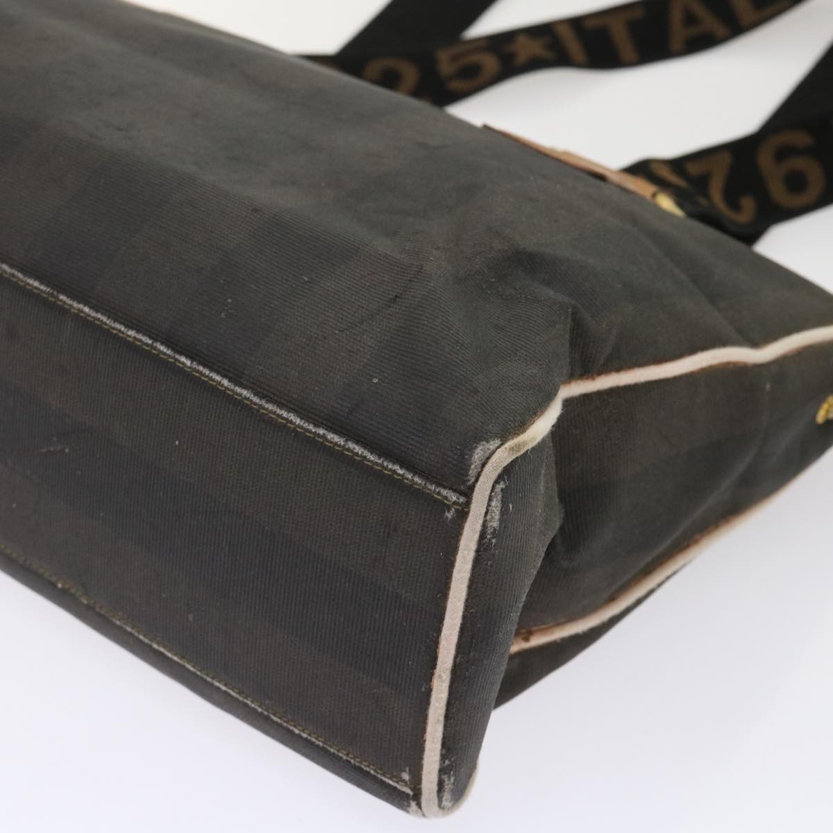 FENDI Pecan Canvas Shoulder Bag Black Brown bs7192
