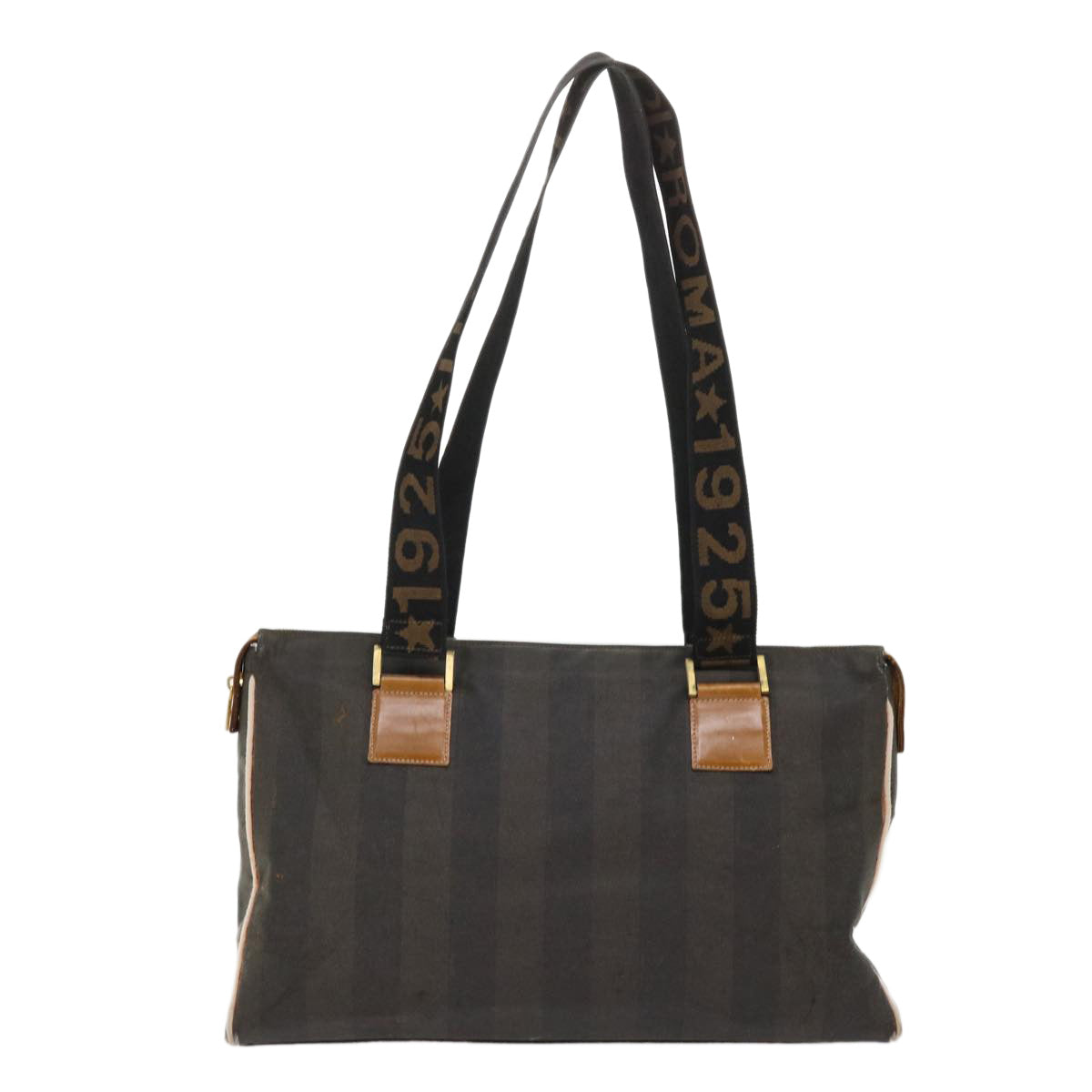 FENDI Pecan Canvas Shoulder Bag Black Brown bs7192