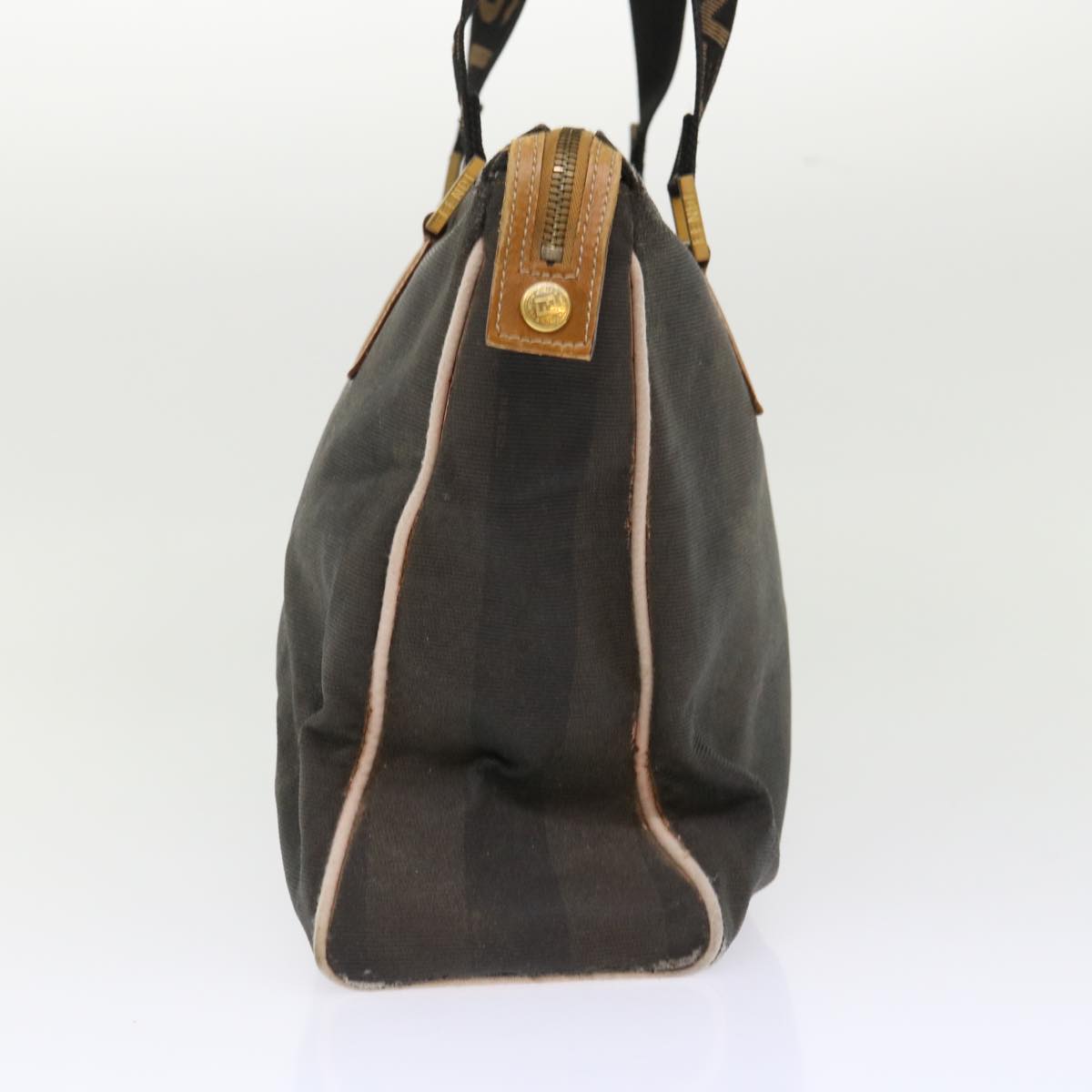 FENDI Pecan Canvas Shoulder Bag Black Brown bs7192