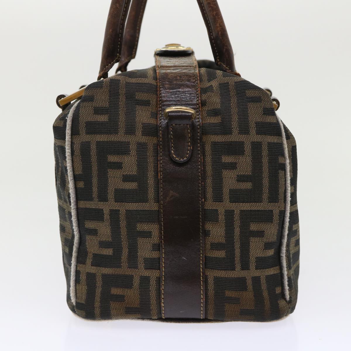 FENDI Zucca Canvas Hand Bag Black Brown bs7220