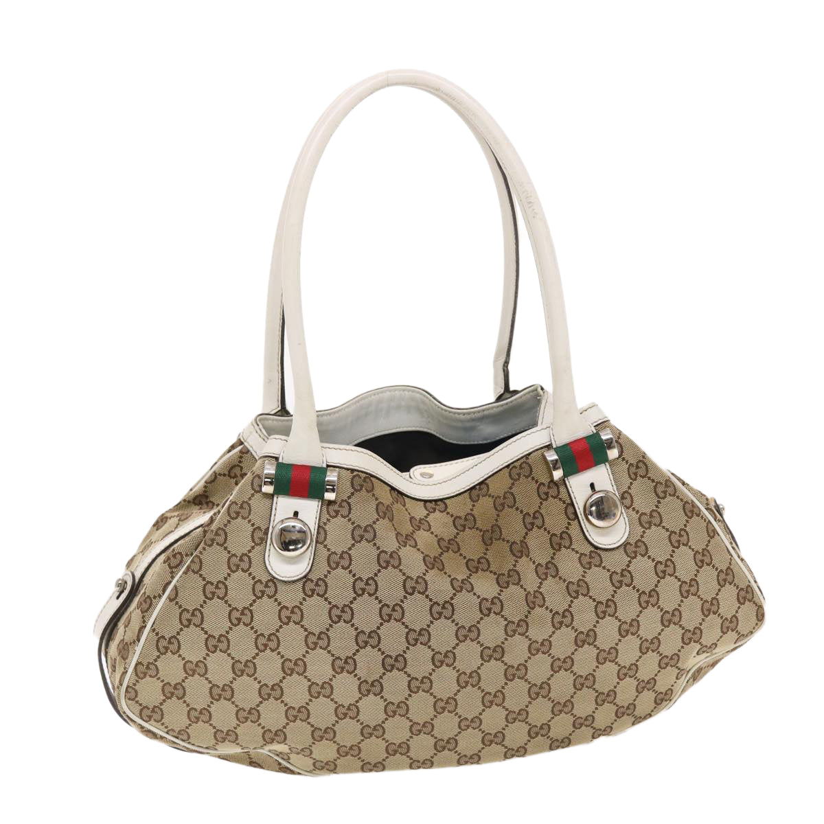 GUCCI GG Canvas Web Sherry Line Shoulder Bag Beige Red Green 232971 bs7254