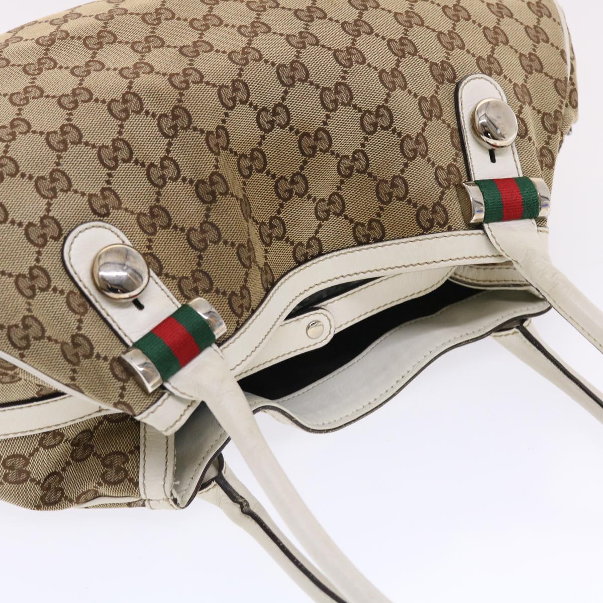 GUCCI GG Canvas Web Sherry Line Shoulder Bag Beige Red Green 232971 bs7254