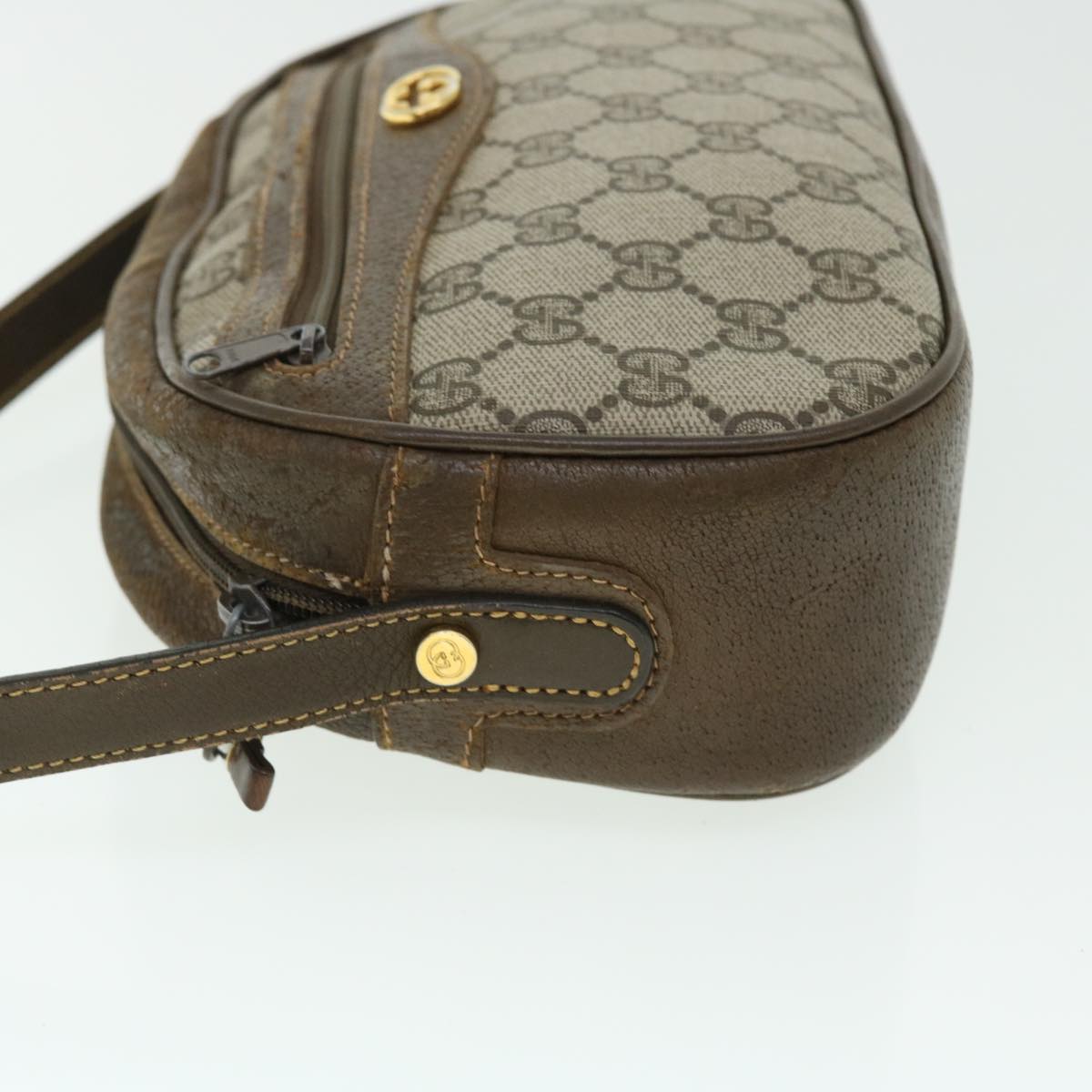 GUCCI GG Canvas Shoulder Bag Leather Beige 001 067 1283 bs7335