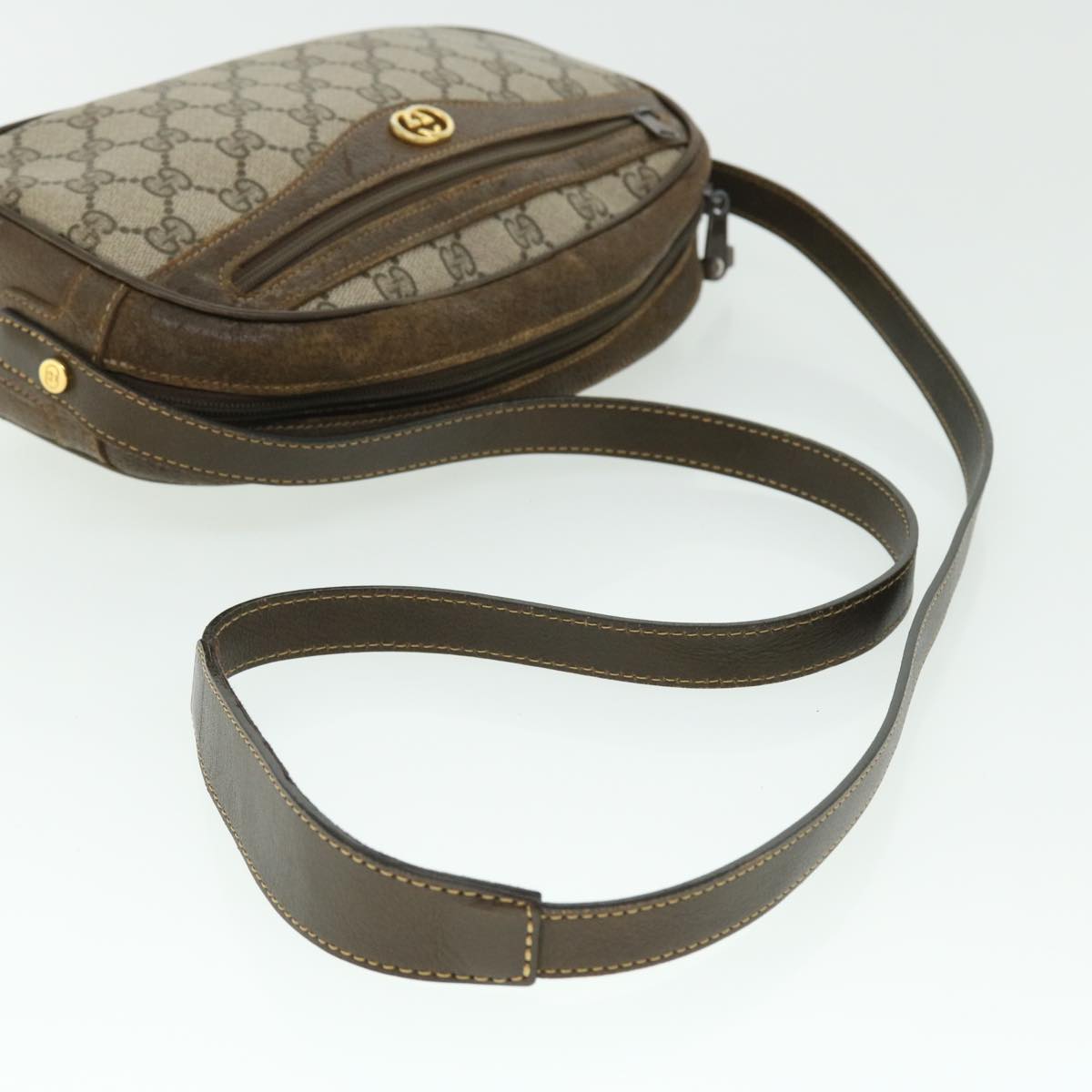 GUCCI GG Canvas Shoulder Bag Leather Beige 001 067 1283 bs7335