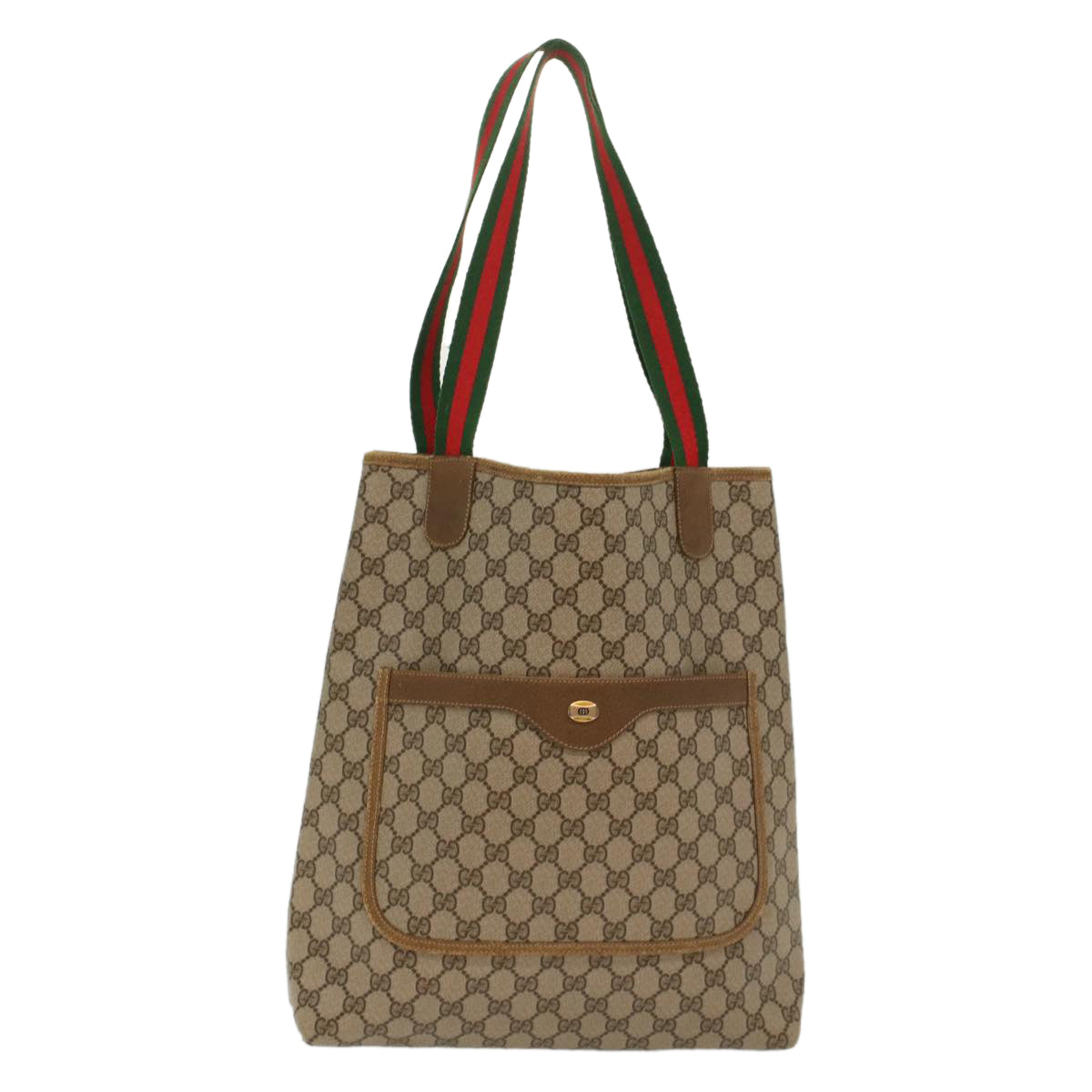 GUCCI GG Canvas Web Sherry Line Tote Bag Beige Red Green 39.02.003 bs7344
