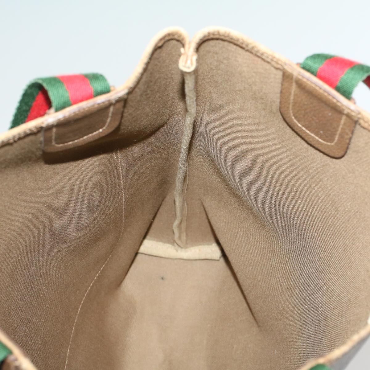 GUCCI GG Canvas Web Sherry Line Tote Bag Beige Red Green 39.02.003 bs7344