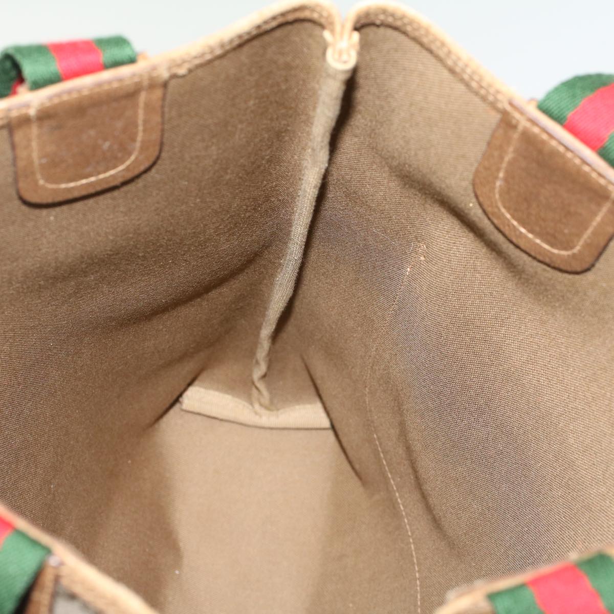 GUCCI GG Canvas Web Sherry Line Tote Bag Beige Red Green 39.02.003 bs7344