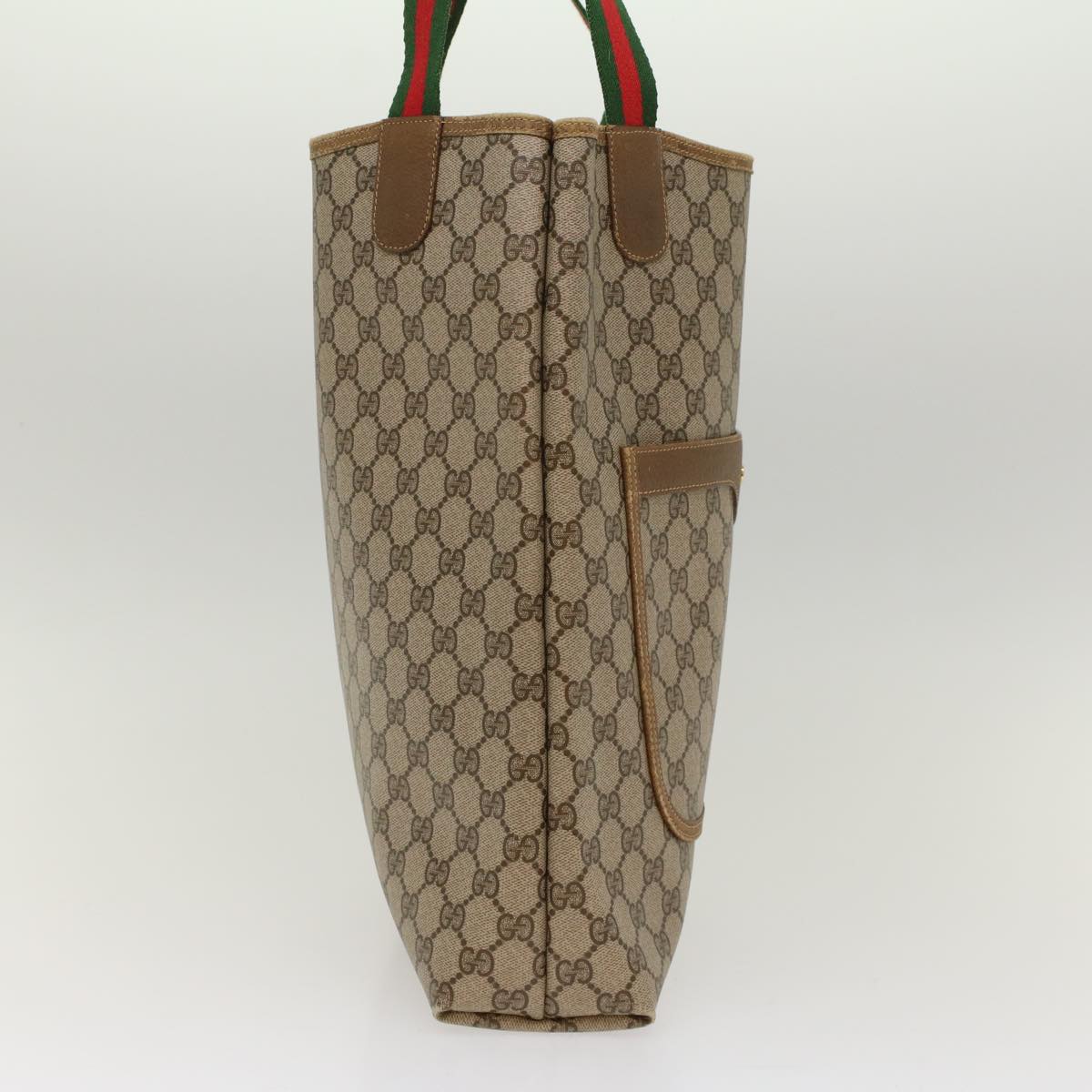 GUCCI GG Canvas Web Sherry Line Tote Bag Beige Red Green 39.02.003 bs7344