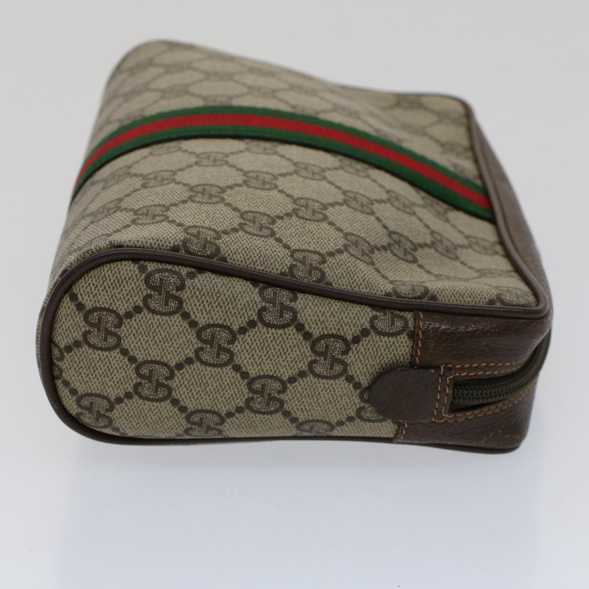 GUCCI GG Canvas Web Sherry Line Clutch Bag Beige Red 156.01.012 bs7348