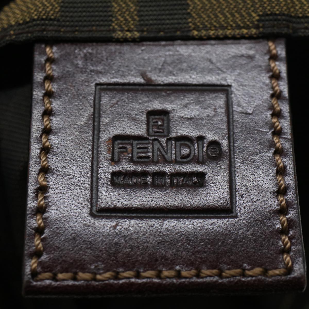 FENDI Zucca Canvas Shoulder Bag Black Brown bs7393