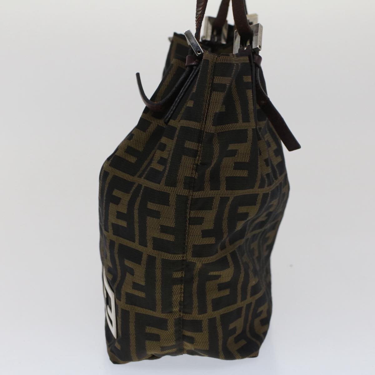 FENDI Zucca Canvas Shoulder Bag Black Brown bs7393