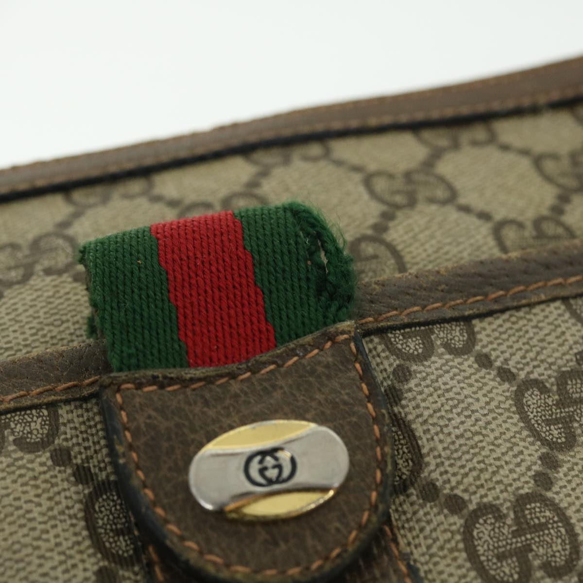 GUCCI GG Canvas Web Sherry Line Shoulder Bag Beige Red 89.02.032 bs7395
