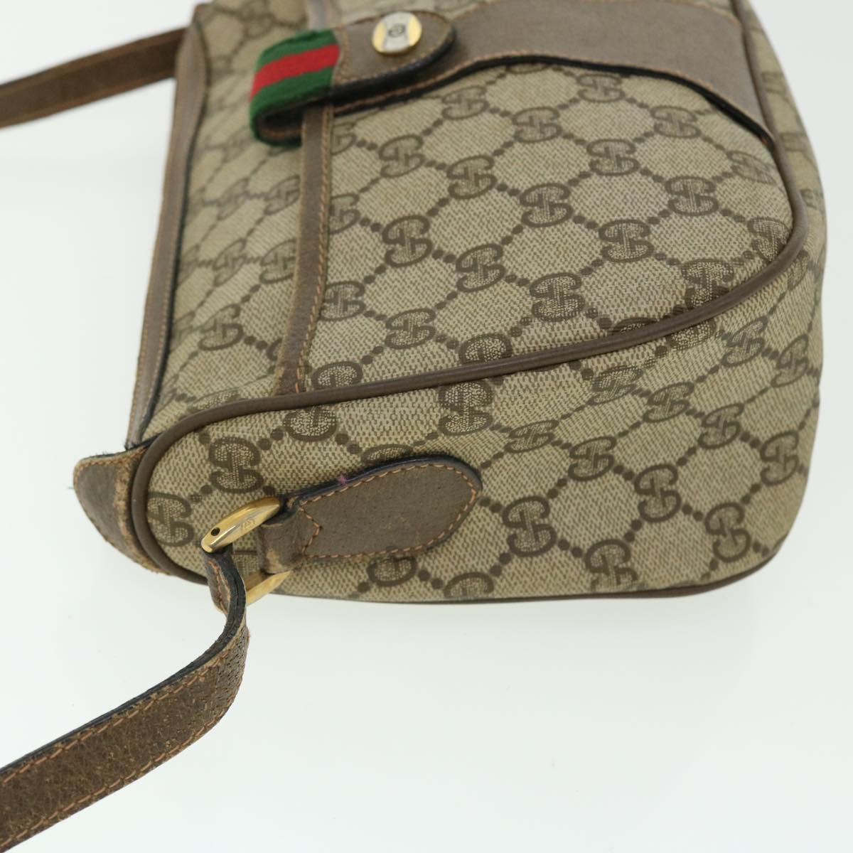 GUCCI GG Canvas Web Sherry Line Shoulder Bag Beige Red 89.02.032 bs7395