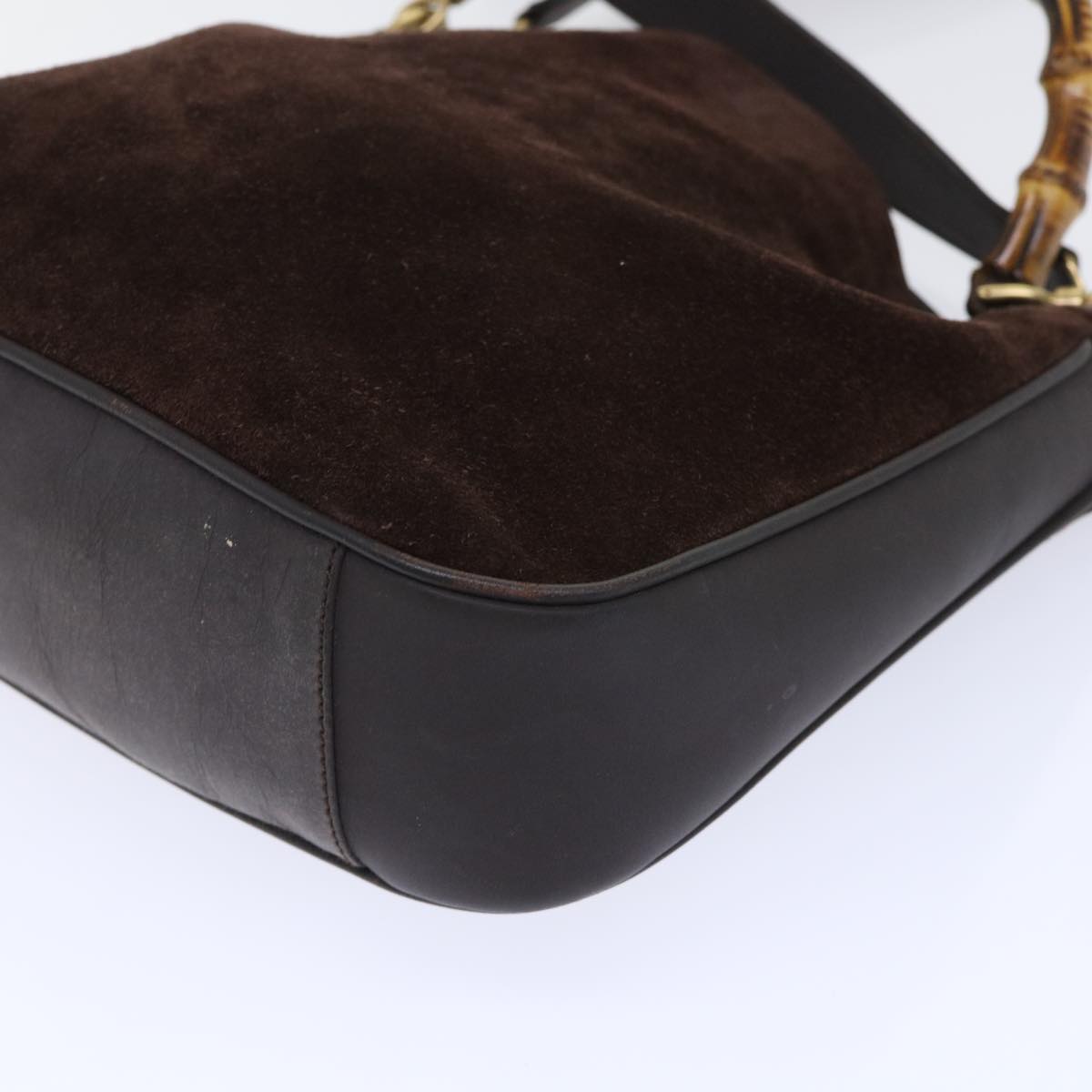 GUCCI Bamboo Shoulder Bag Suede 2way Brown 001•1638•2615 bs7456