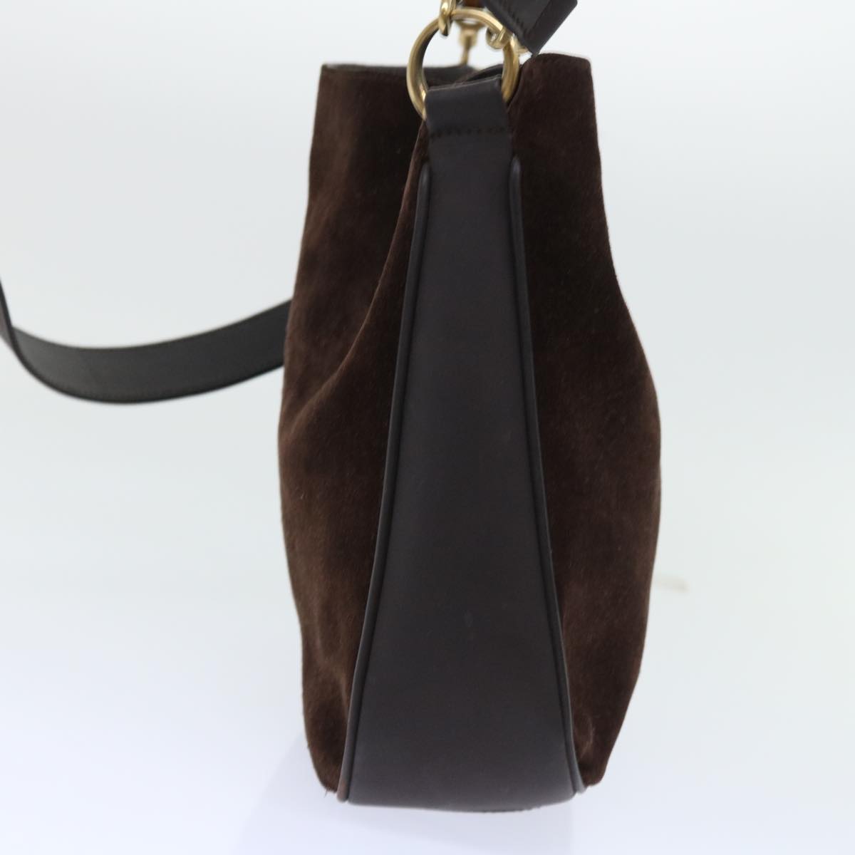 GUCCI Bamboo Shoulder Bag Suede 2way Brown 001•1638•2615 bs7456