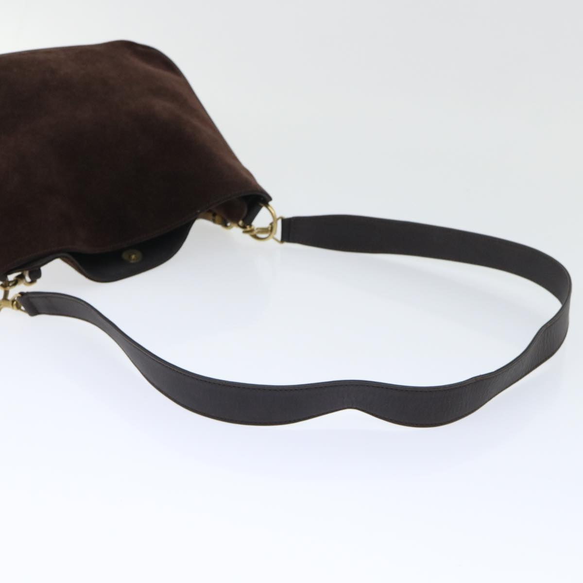 GUCCI Bamboo Shoulder Bag Suede 2way Brown 001•1638•2615 bs7456