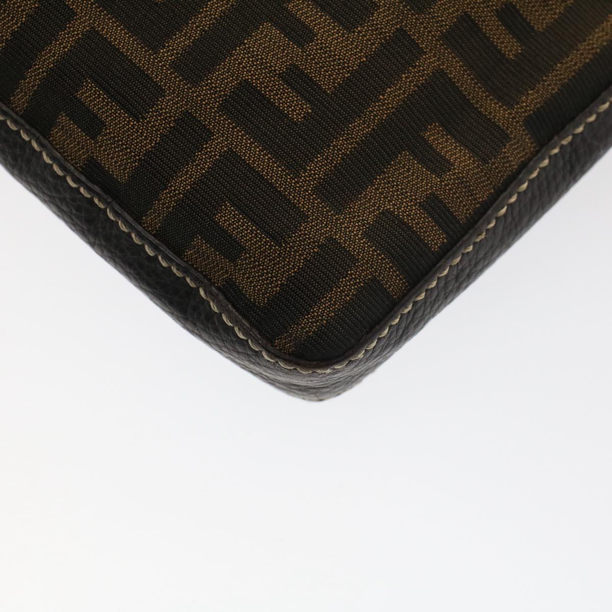 FENDI Zucca Canvas Shoulder Bag Black Brown bs7488