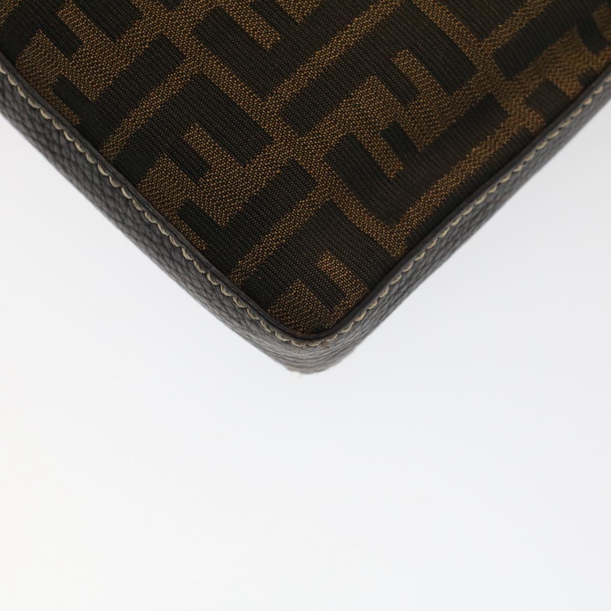 FENDI Zucca Canvas Shoulder Bag Black Brown bs7488