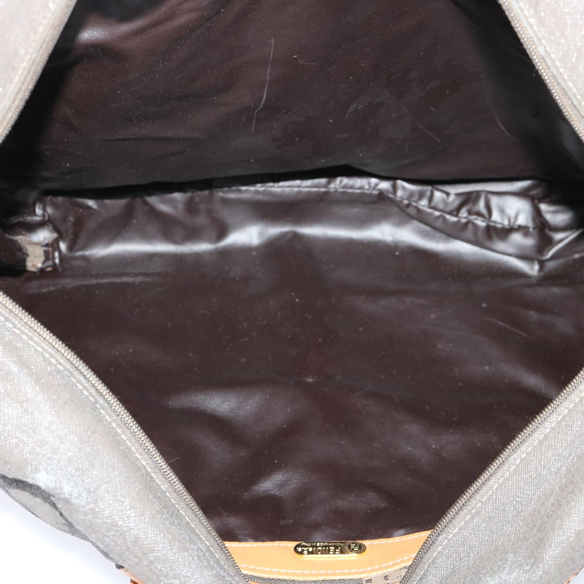 FENDI Pecan Canvas Clutch Shoulder Bag Coated Nylon 4Set Gray Brown bs7508