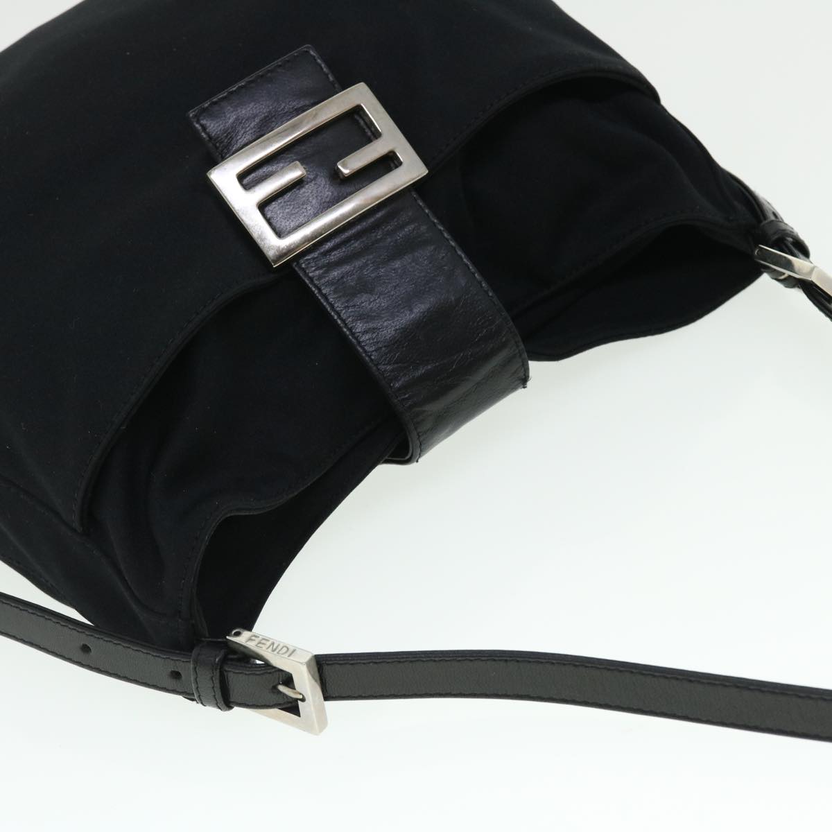 FENDI Mamma Baguette Shoulder Bag Nylon Black bs7517