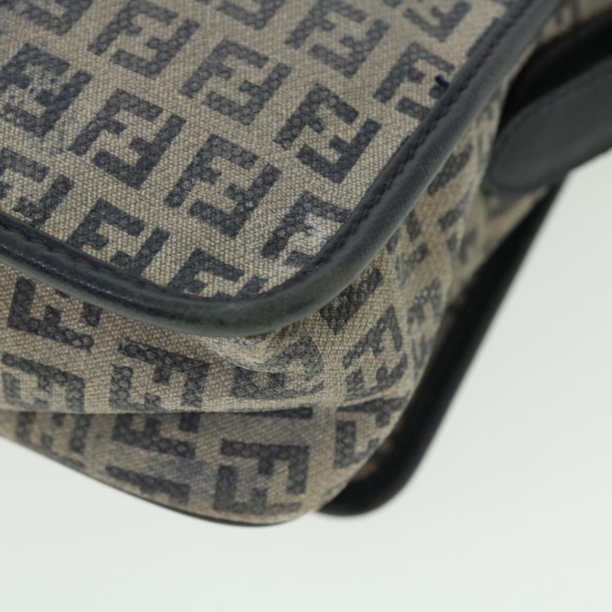 FENDI Zucchino Canvas Shoulder Bag Navy bs7520