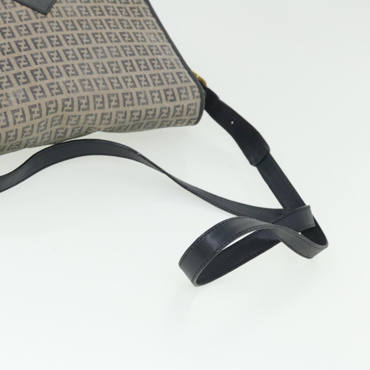 FENDI Zucchino Canvas Shoulder Bag Navy bs7520