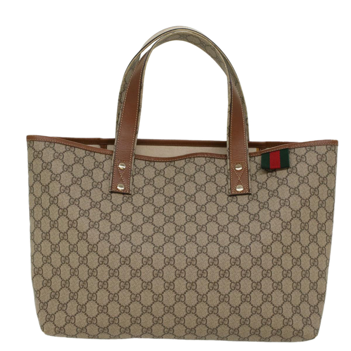 GUCCI GG Canvas Web Sherry Line Tote Bag Beige Green Red 211134 bs7521