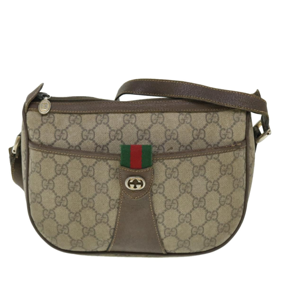 GUCCI GG Canvas Web Sherry Line Shoulder Bag Beige Red 89.02.032 bs7525