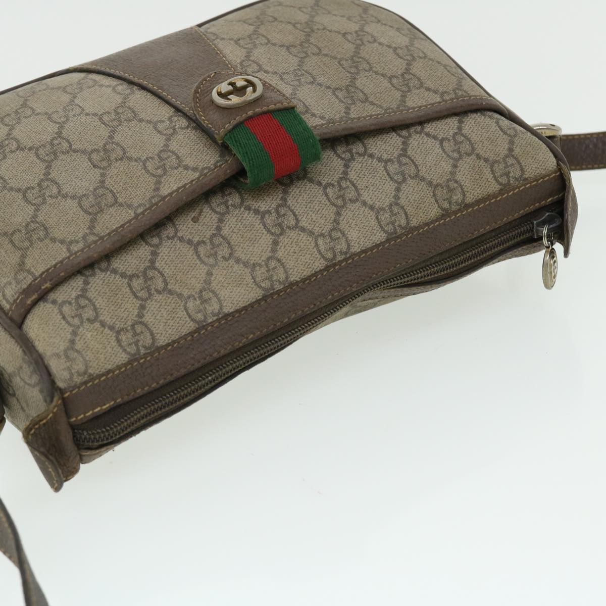 GUCCI GG Canvas Web Sherry Line Shoulder Bag Beige Red 89.02.032 bs7525