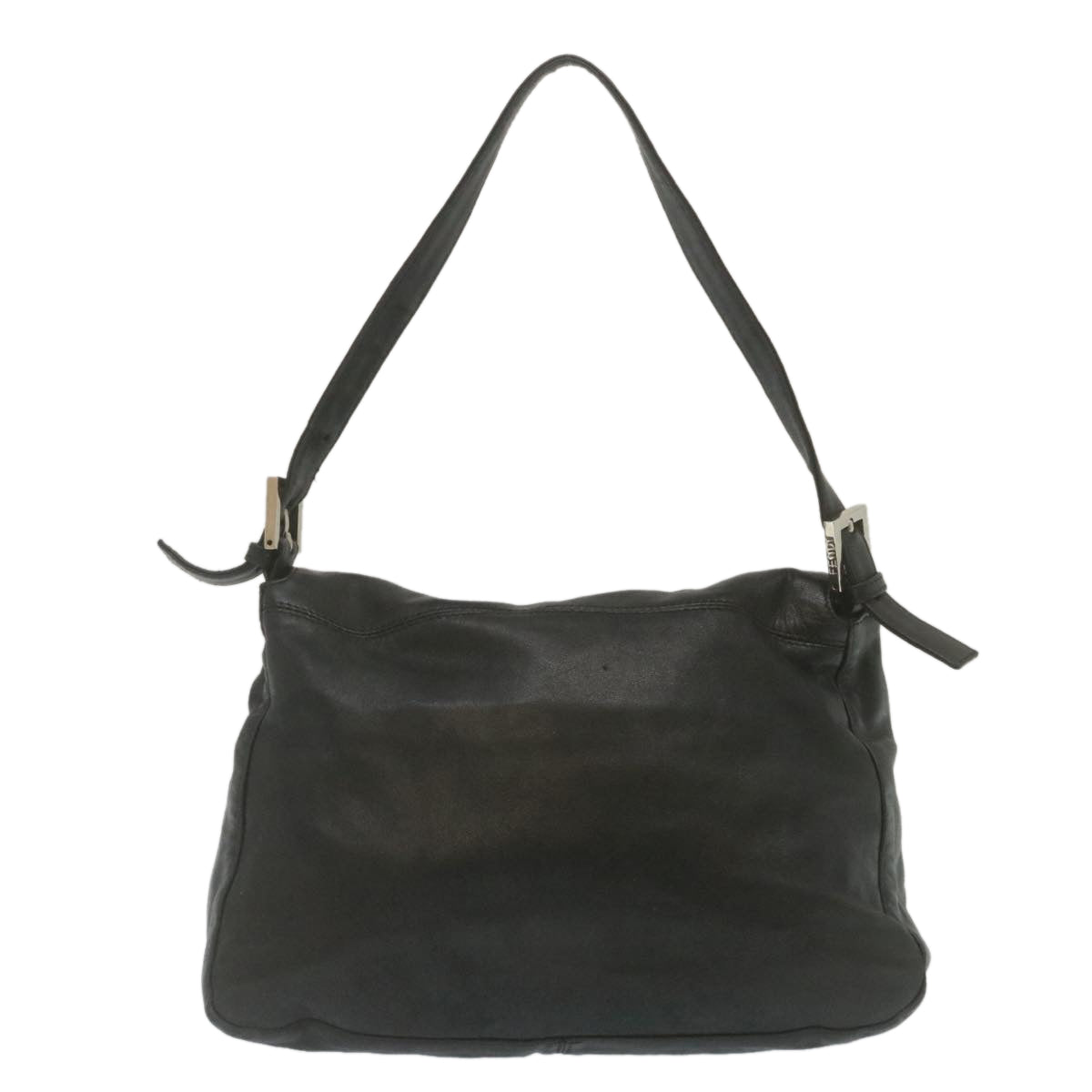 FENDI Mamma Baguette Shoulder Bag Leather Black bs753