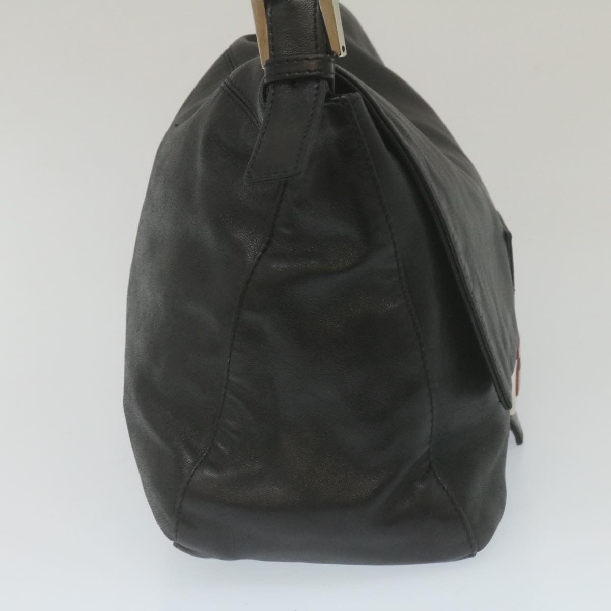 FENDI Mamma Baguette Shoulder Bag Leather Black bs753