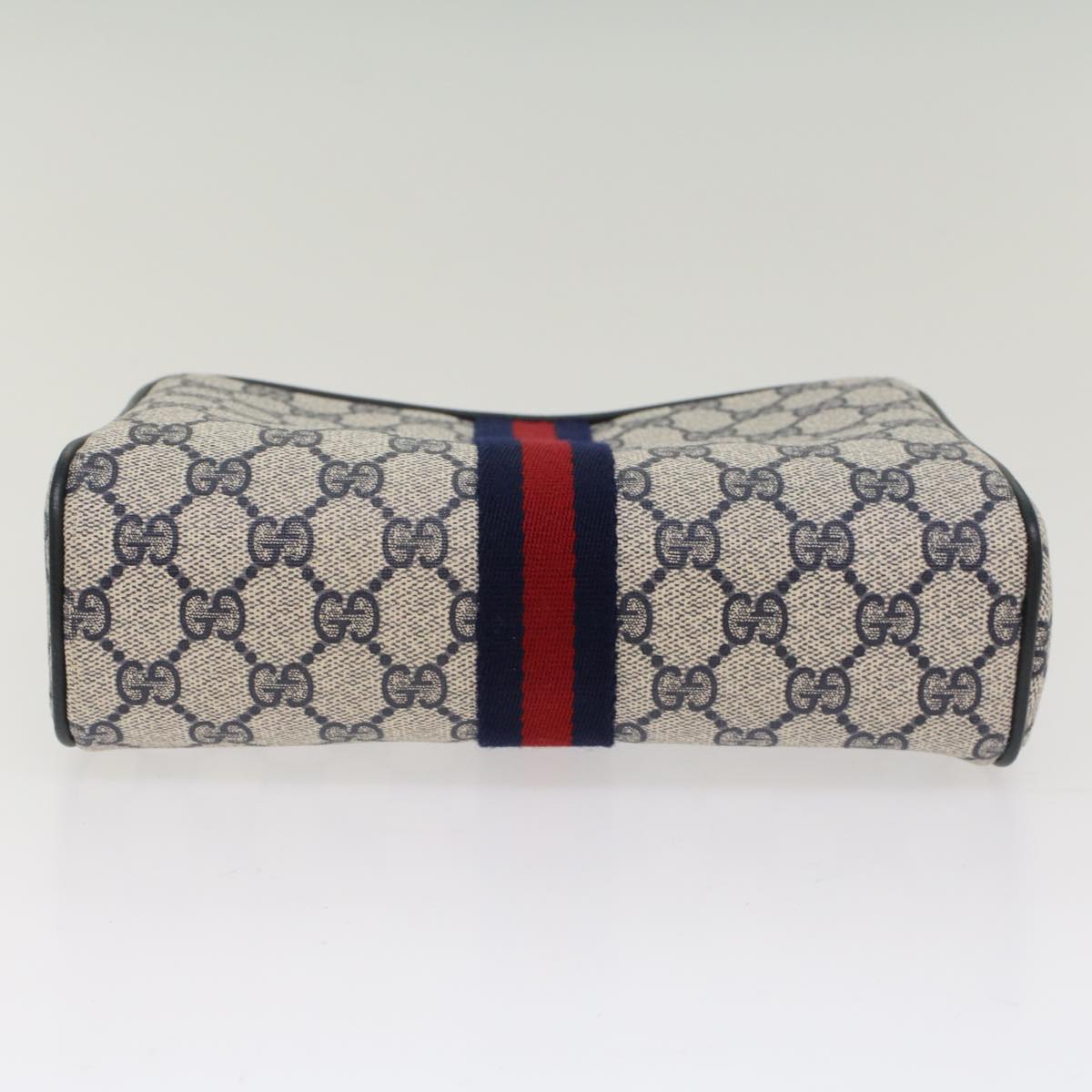 GUCCI GG Canvas Sherry Line Clutch Bag PVC Leather Gray Red Navy bs7556