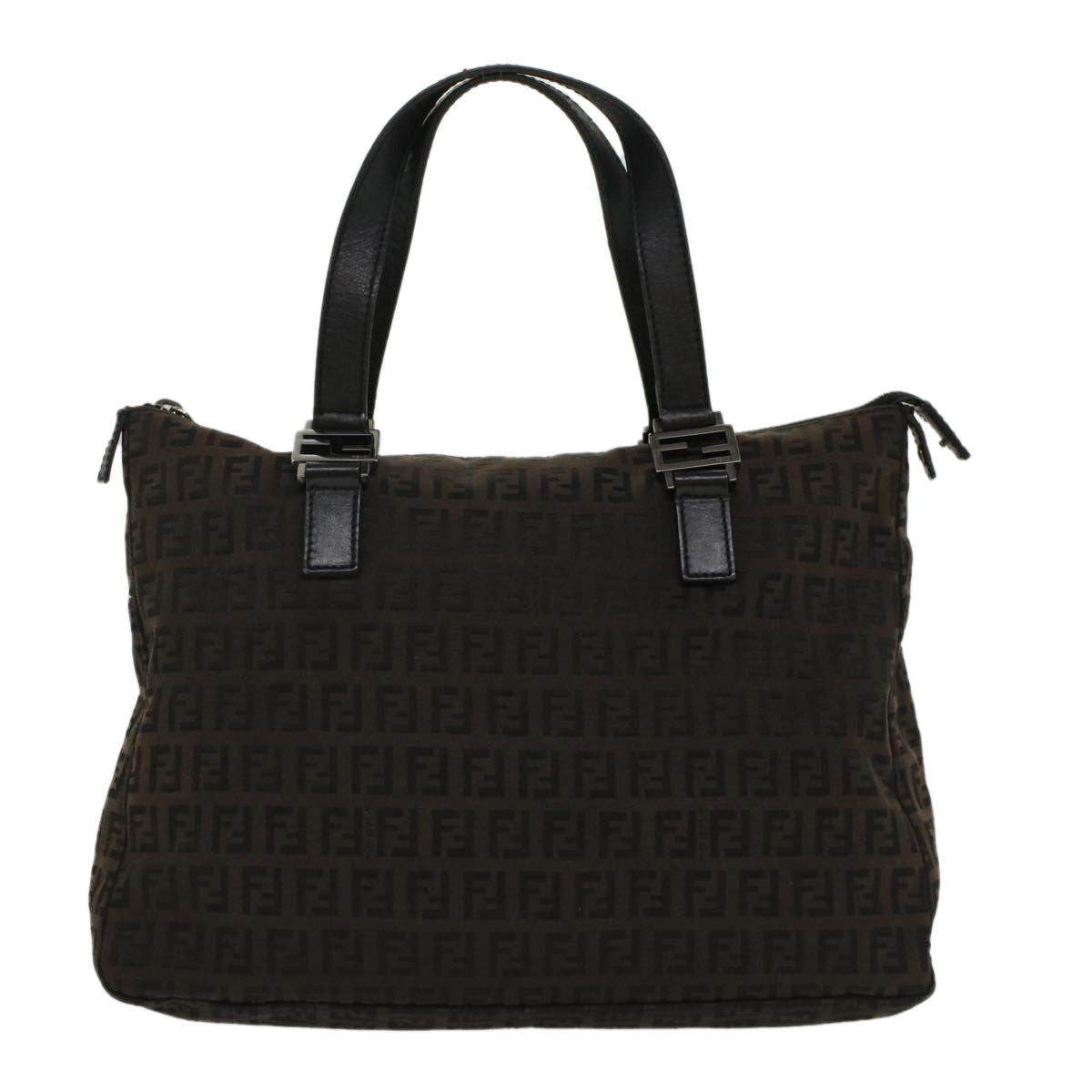 FENDI Zucchino Canvas Hand Bag Dark Brown bs7565