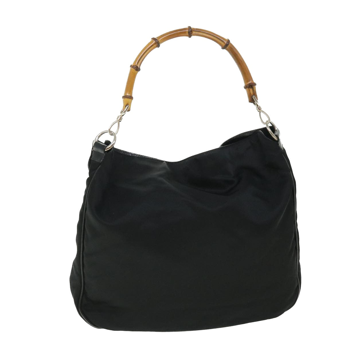 GUCCI Bamboo Shoulder Bag Nylon Black 001•1577 bs7567