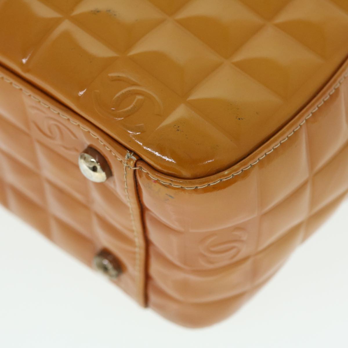 CHANEL Hand Bag Patent leather Yellow CC bs7609