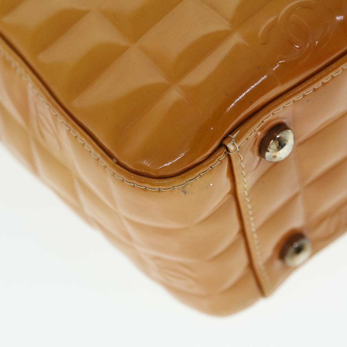 CHANEL Hand Bag Patent leather Yellow CC bs7609