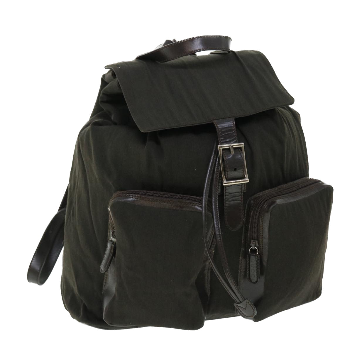 GUCCI Backpack Nylon Leather Khaki bs7624