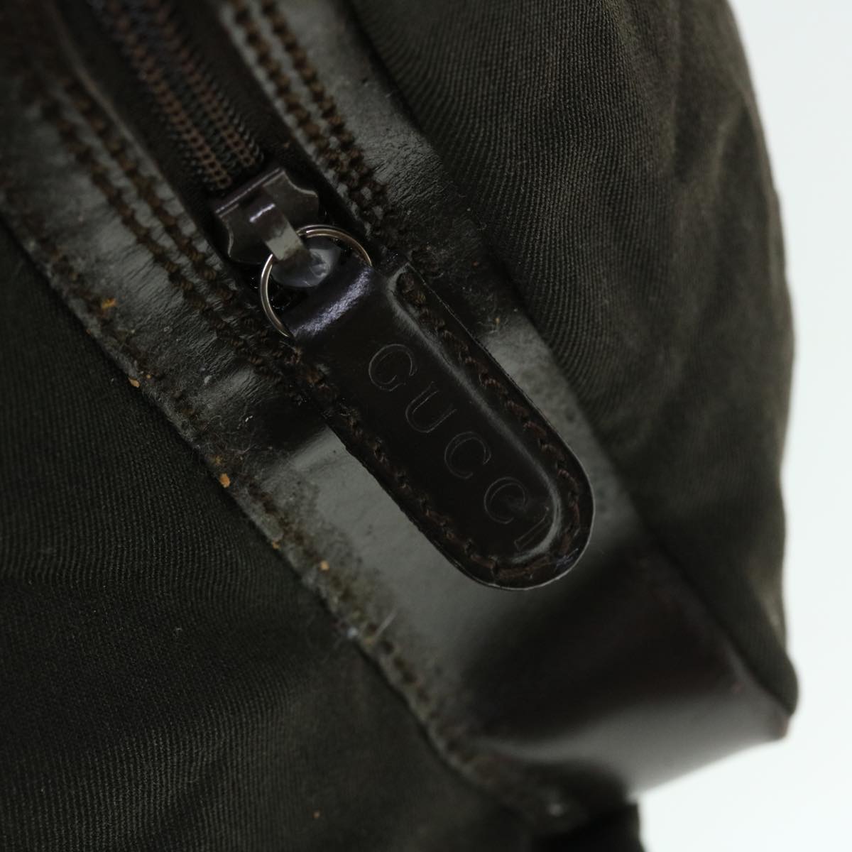 GUCCI Backpack Nylon Leather Khaki bs7624