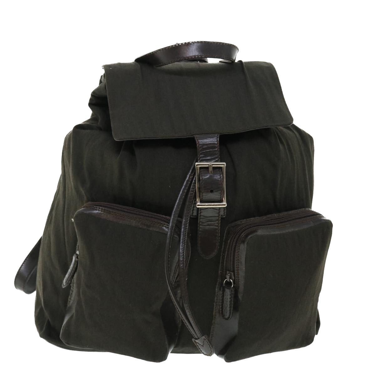 GUCCI Backpack Nylon Leather Khaki bs7624