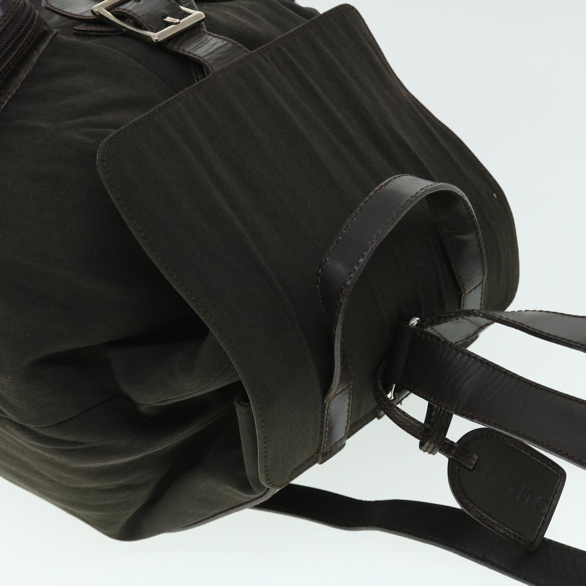 GUCCI Backpack Nylon Leather Khaki bs7624